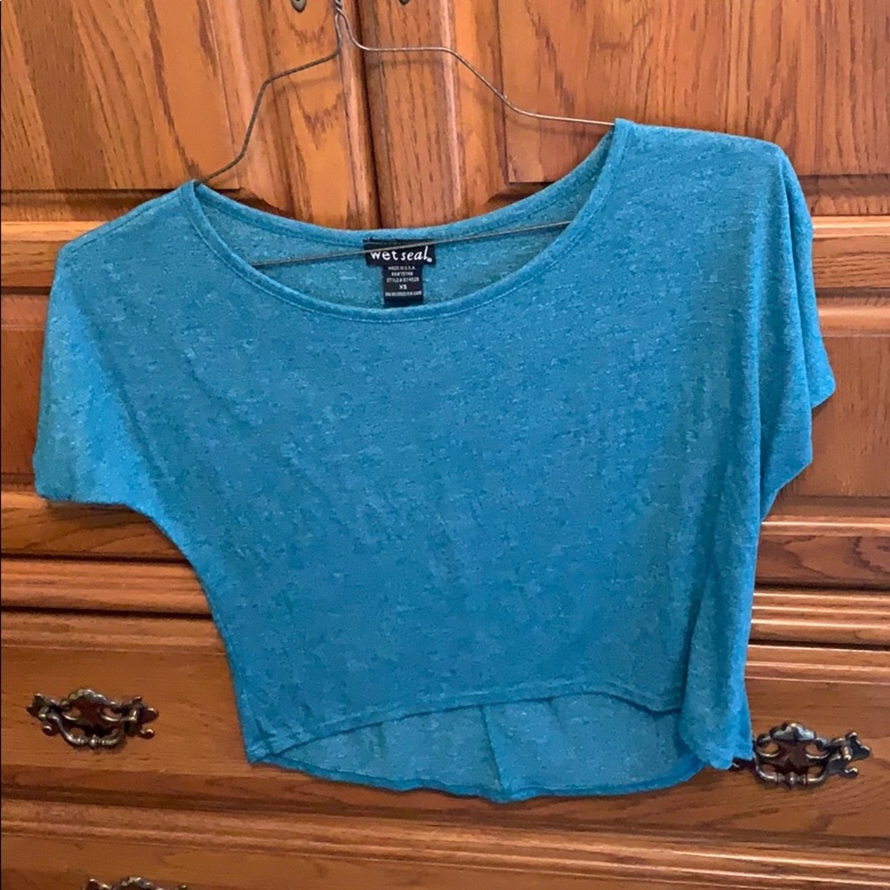 Teal crop short sleeve